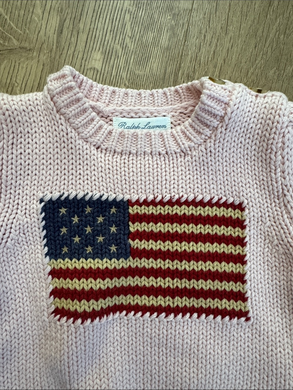 Ralph Lauren Light Pink Knit American Flag Baby sweater - Picture 2 of 4
